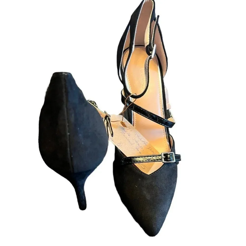 Coutgo Black‎ Strappy Pointed Toe Pumps Heels Women's Size 6 New With Box